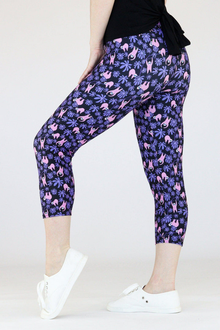 Violet Sloths - Casual Capri Leggings Casual Capri Leggings Pawlie   