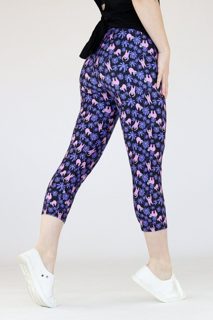 Violet Sloths - Casual Capri Leggings Casual Capri Leggings Pawlie   