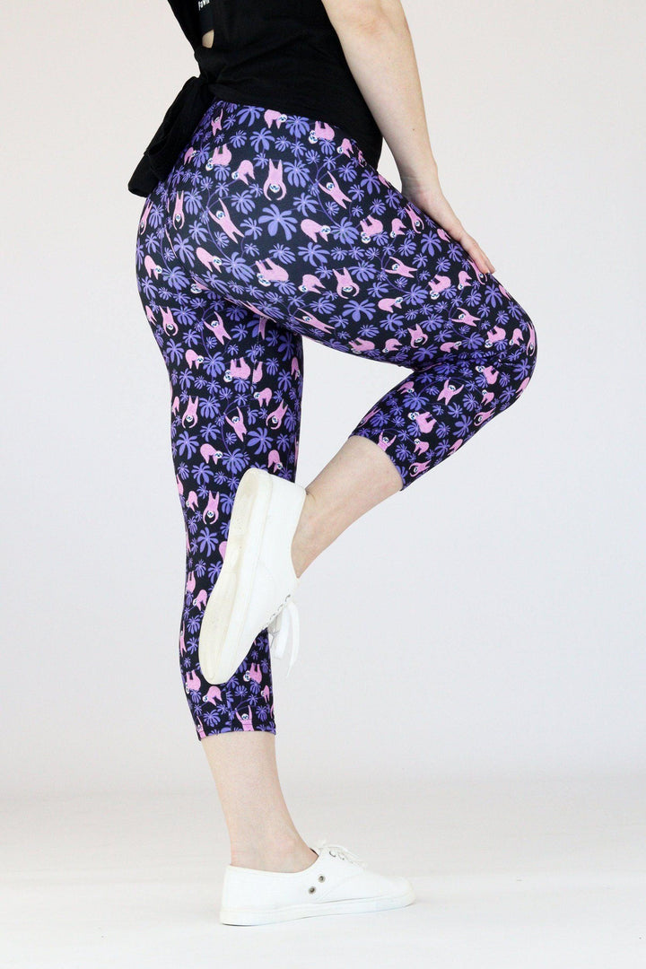 Violet Sloths - Casual Capri Leggings Casual Capri Leggings Pawlie   
