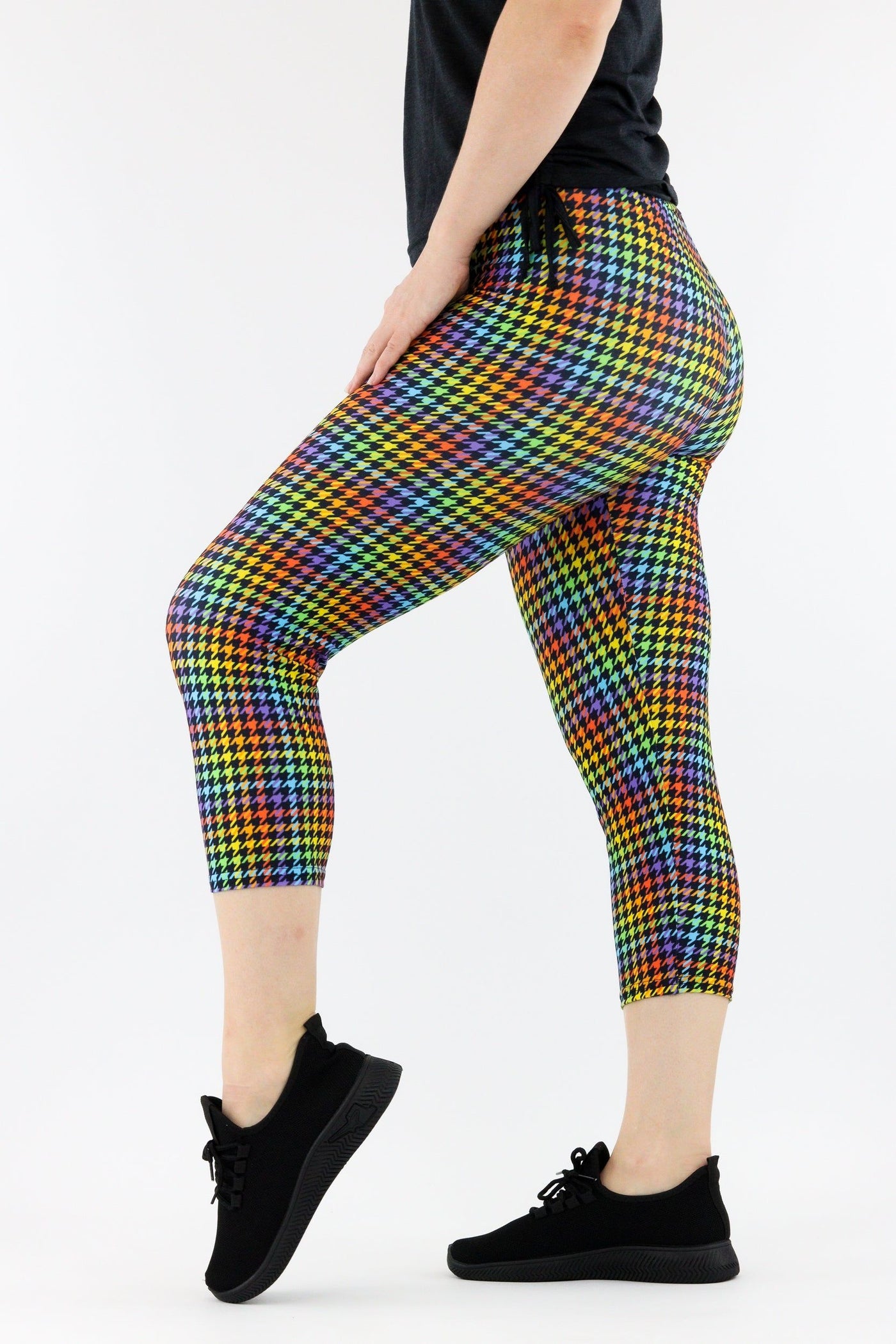 Houndstooth Rainbow - Casual Capri Leggings Casual Capri Leggings Pawlie   