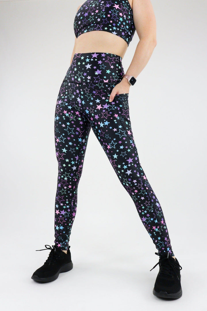 Neon Stars - Dynamic Active - Pocket Full Leggings Active Leggings Pawlie   