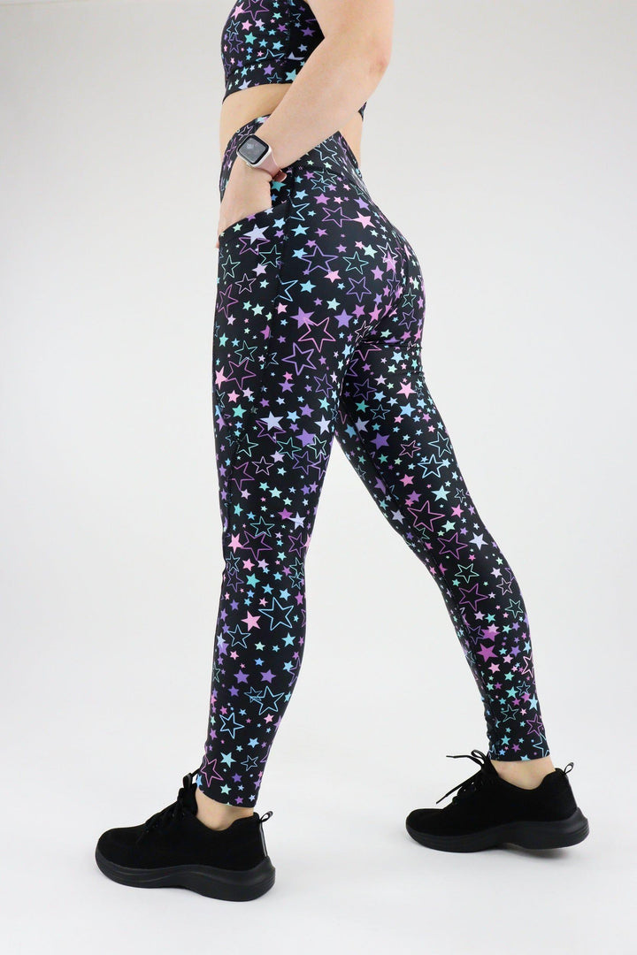 Neon Stars - Dynamic Active - Pocket Full Leggings Active Leggings Pawlie   