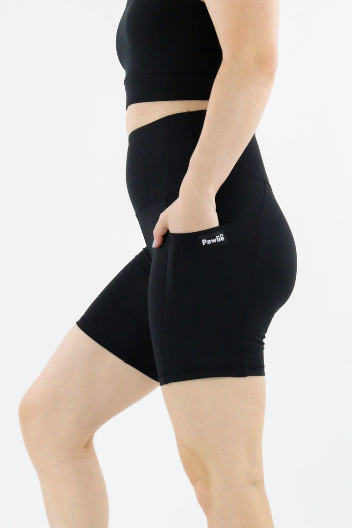 Plain Black - Hybrid 2.0 - Leg Pockets - Mid Shorts Hybrid Shorts Pawlie   