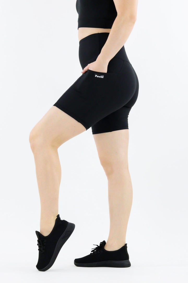 Plain Black - Hybrid 2.0 - Leg Pockets - Mid Shorts Hybrid Shorts Pawlie   