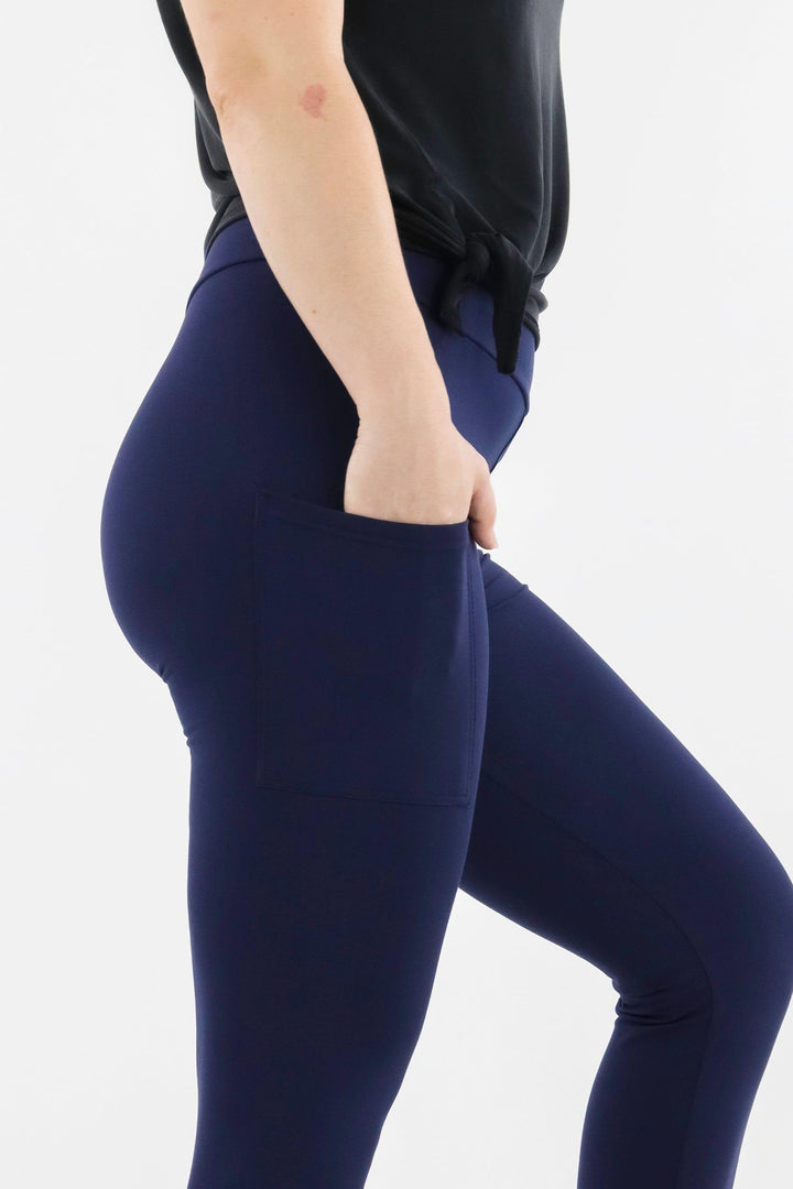 Plain Navy - Casual - Regular Full Leggings - Pockets Casual Full Leggings - Pockets Pawlie   