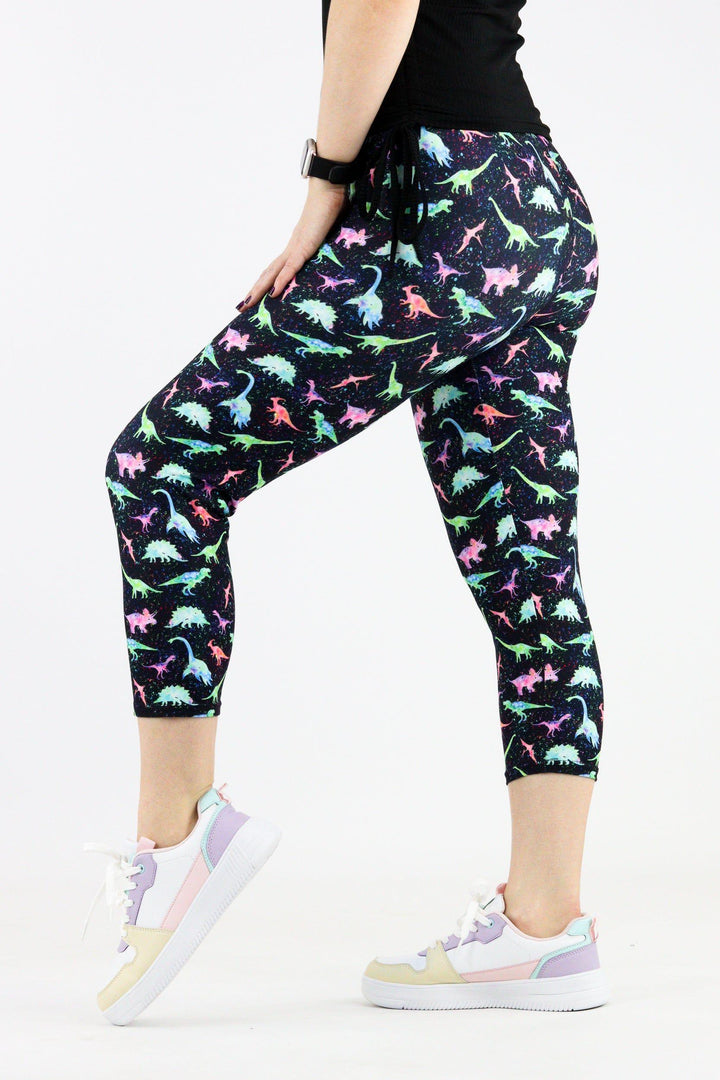 Dinosaur Magic - Casual Capri Leggings Casual Capri Leggings Pawlie   