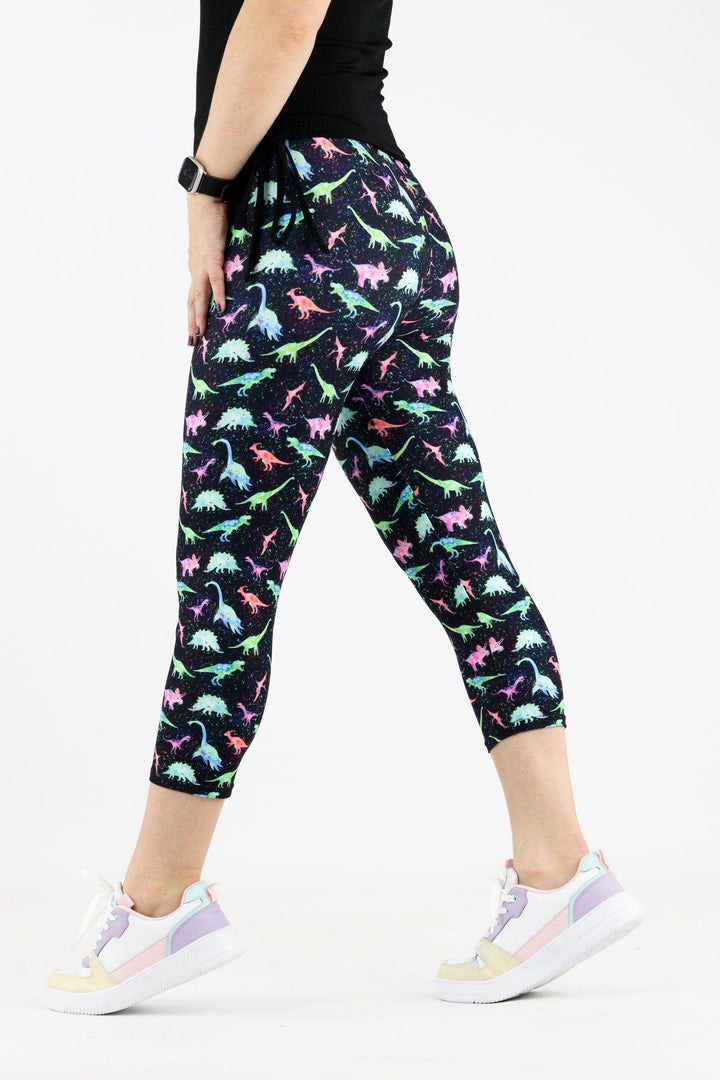 Dinosaur Magic - Casual Capri Leggings Casual Capri Leggings Pawlie   