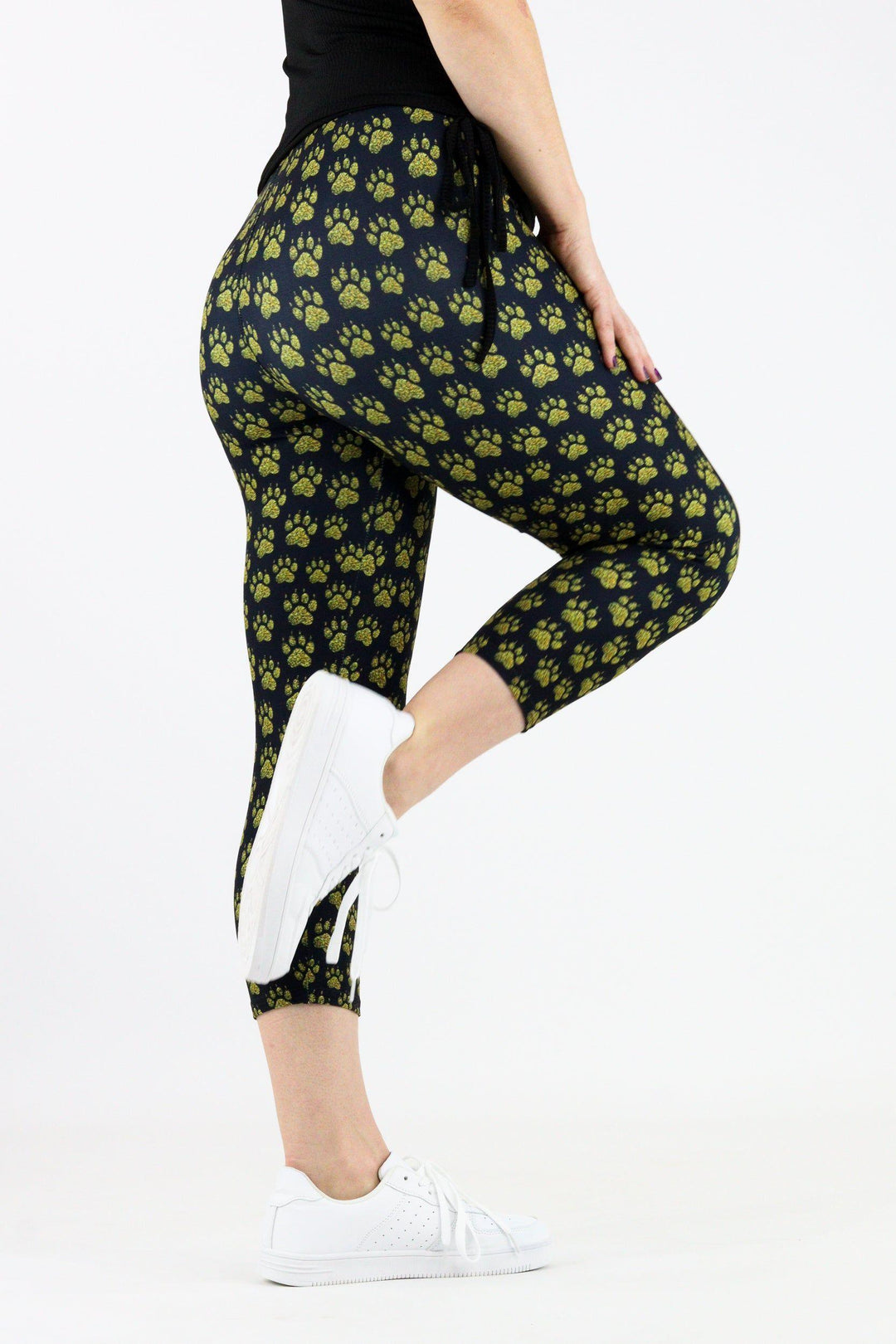 Glitter Golden Paws - Casual Capri Leggings Casual Capri Leggings Pawlie   