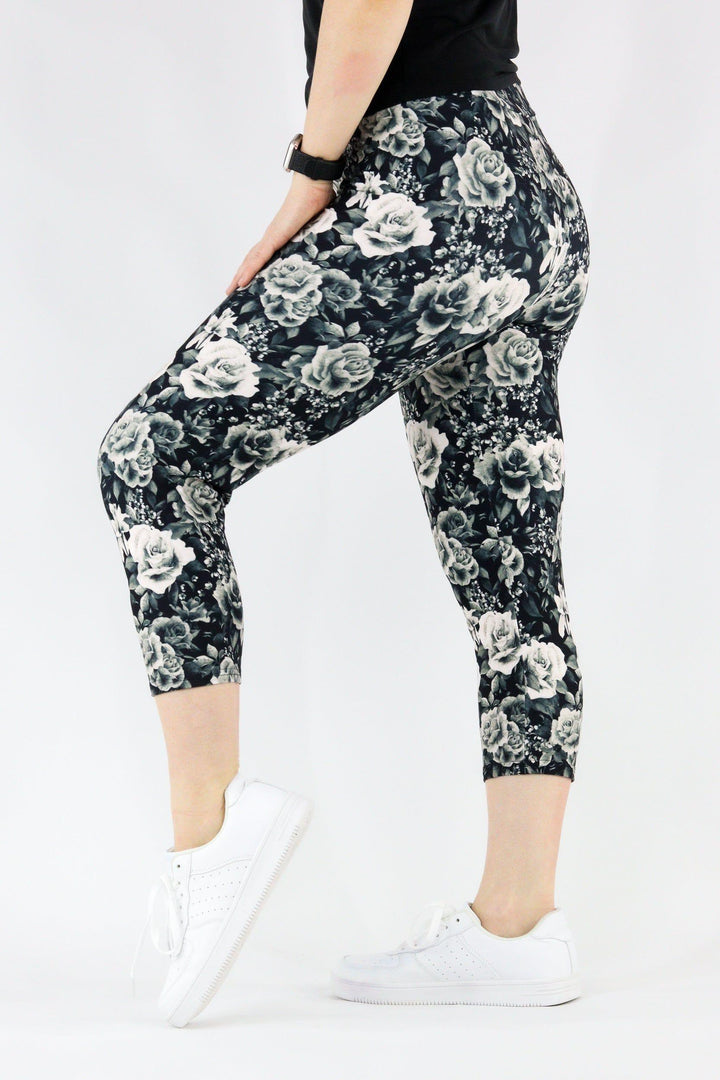 Vintage Rose - Casual Capri Leggings Casual Capri Leggings Pawlie   