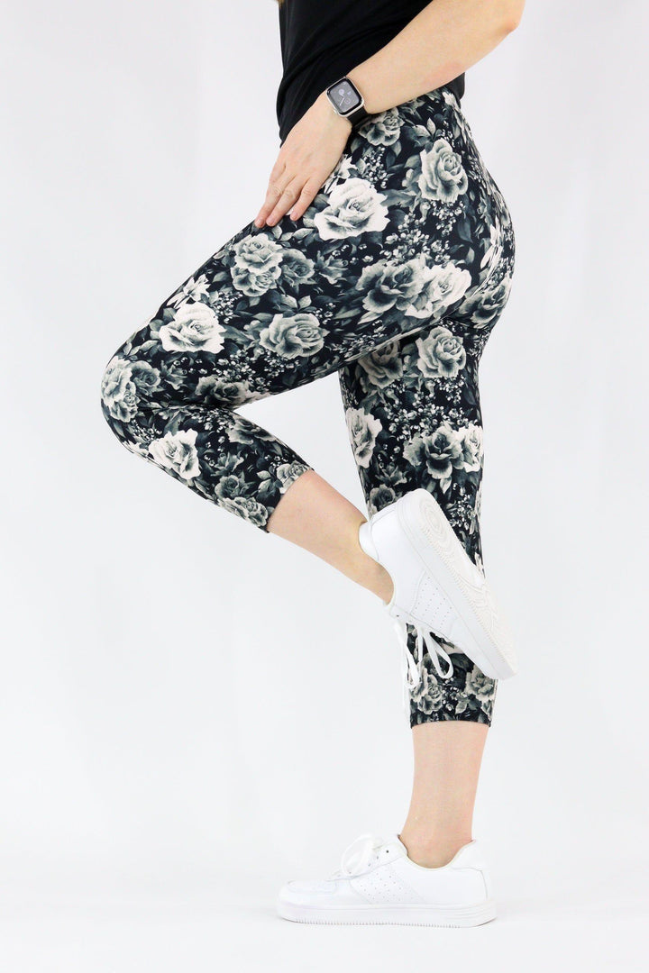 Vintage Rose - Casual Capri Leggings Casual Capri Leggings Pawlie   