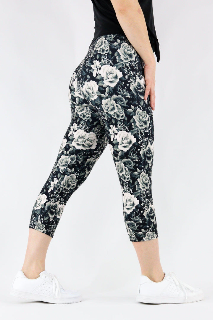 Vintage Rose - Casual Capri Leggings Casual Capri Leggings Pawlie   