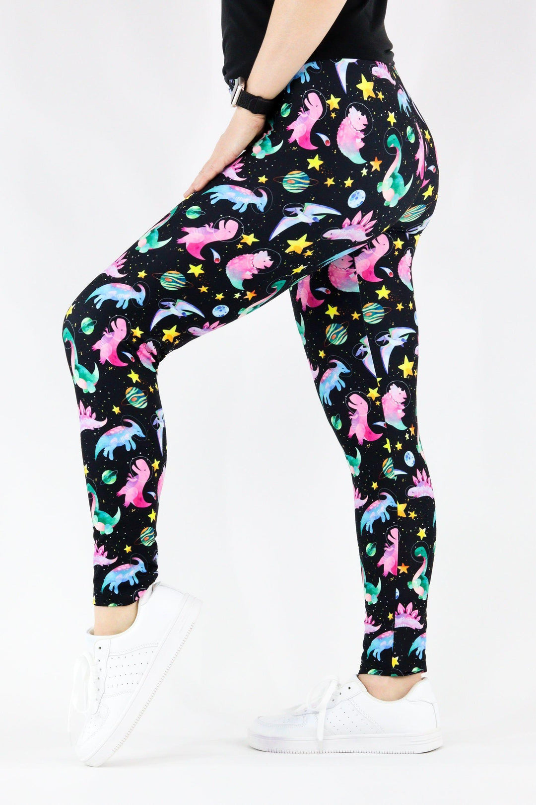 Dinosaurs in Space - Casual Full Leggings Casual Full Leggings Pawlie   