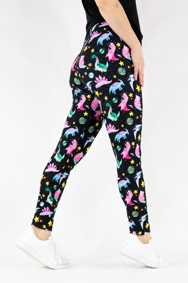 Dinosaurs in Space - Casual Full Leggings Casual Full Leggings Pawlie   