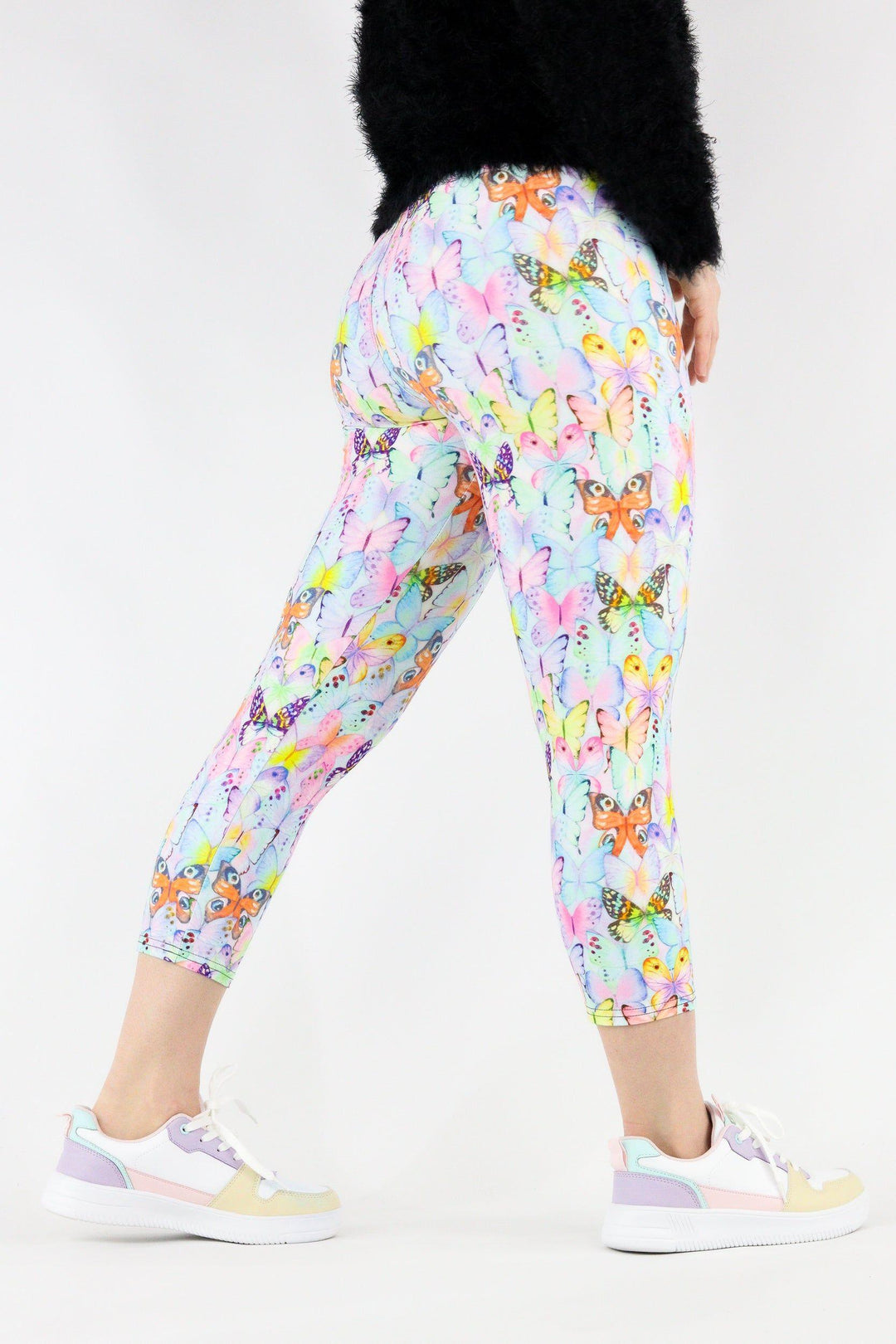 Pastel Butterfly - Casual Capri Leggings Casual Capri Leggings Pawlie   