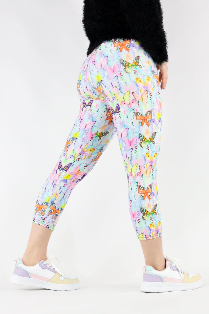 Pastel Butterfly - Casual Capri Leggings Casual Capri Leggings Pawlie   