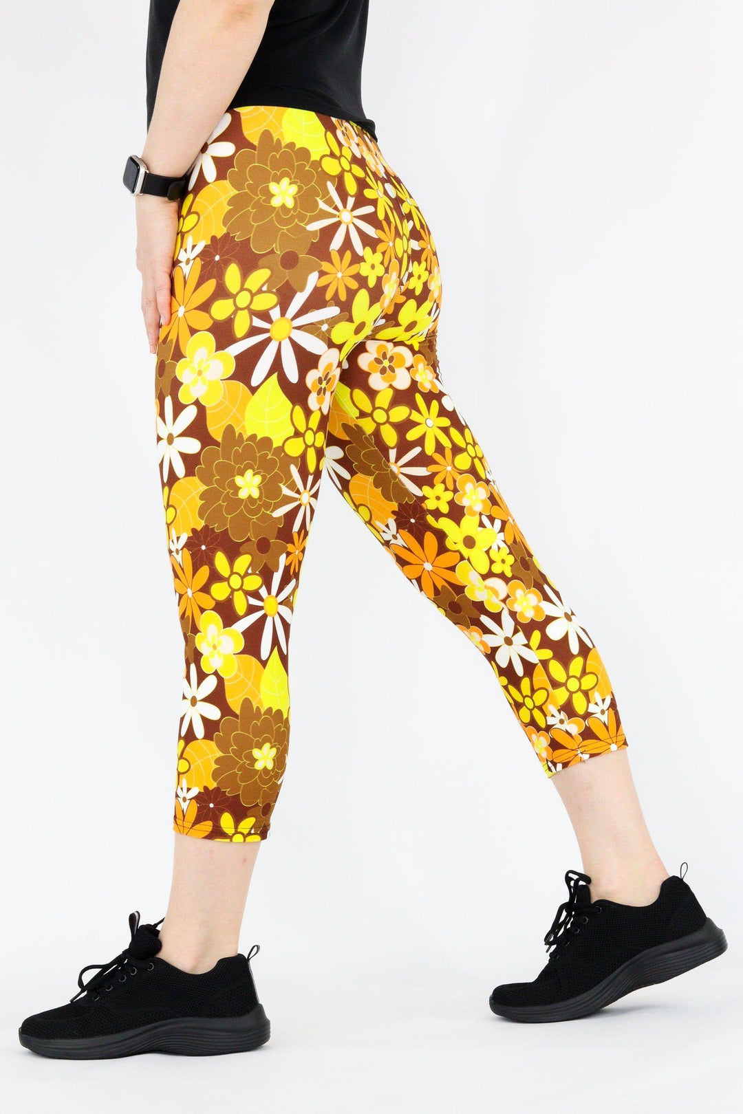 70s Flower - Casual Capri Leggings Casual Capri Leggings Pawlie   