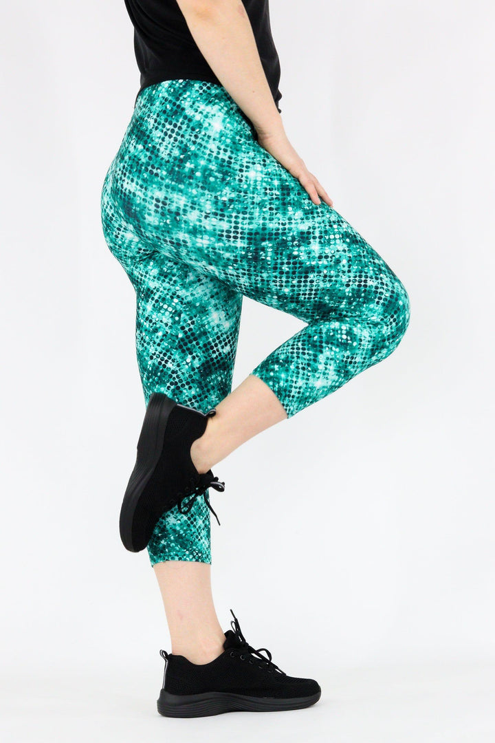 Teal Sparkle - Casual Capri Leggings Casual Capri Leggings Pawlie   