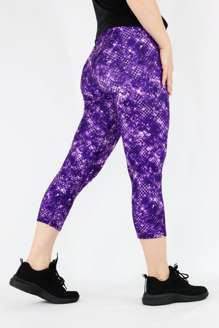 Purple Sparkle - Casual Capri Leggings Casual Capri Leggings Pawlie   